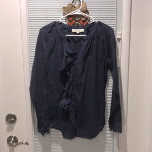 Loft cotton blouse with ruffle